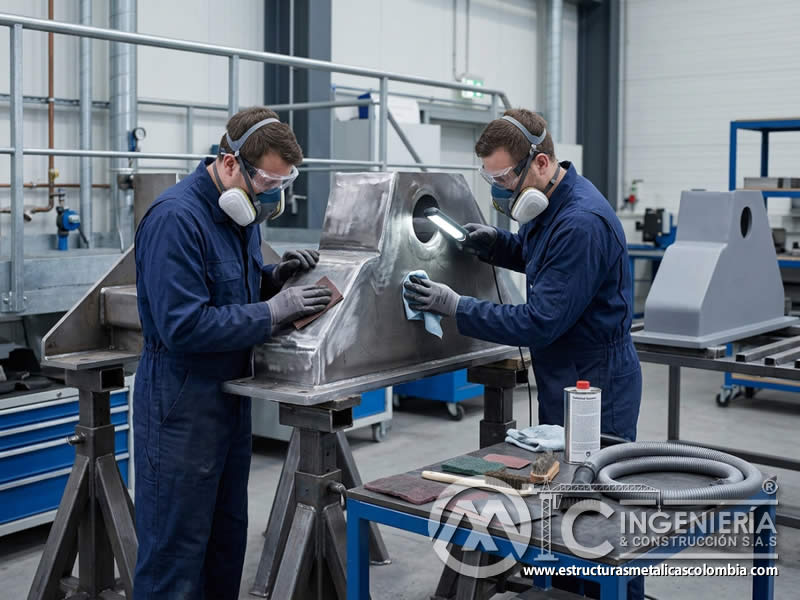 Preparación de superficie para maximizar protección anticorrosiva de pintura industrial mediante limpieza, eliminación de óxido y aplicación controlada en Bogotá, Colombia. Montajes, Ingeniería y Construcción. MIC SAS.