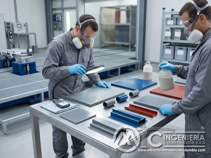 Evaluación de resistencia química en pintura industrial mediante pruebas controladas sobre muestras recubiertas y superficies de trabajo en Bogotá, Colombia. Montajes, Ingeniería y Construcción. MIC SAS.
