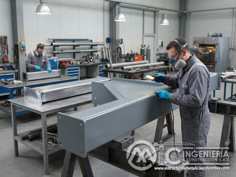 Propiedad anticorrosiva de pintura industrial aplicada como barrera sobre metal para aislar humedad, oxígeno y agentes agresivos en Bogotá, Colombia. Montajes, Ingeniería y Construcción. MIC SAS.