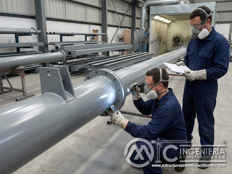 Barrera de pintura industrial contra humedad y corrosión para conservar metales expuestos a ambientes agresivos de servicio en Bogotá, Colombia. Montajes, Ingeniería y Construcción. MIC SAS.
