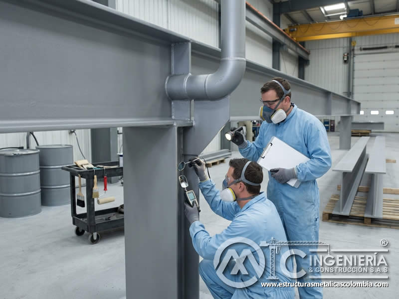 Mecanismo de protección catódica en pinturas de zinc donde el zinc actúa como sacrificio para conservar el acero base en Bogotá, Colombia. Montajes, Ingeniería y Construcción. MIC SAS.