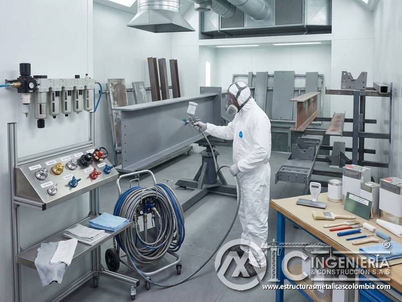 Equipos adecuados para aplicación uniforme de pintura industrial sobre metal en Bogotá, Colombia. Montajes, Ingeniería y Construcción. MIC SAS.