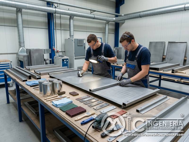Humedad y sales debilitando adherencia de pintura industrial sobre metal en Bogotá, Colombia. Montajes, Ingeniería y Construcción. MIC SAS.