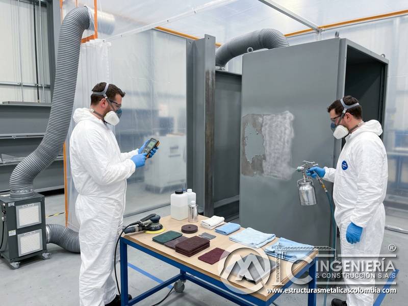 Control ambiental durante reparación y aplicación de pintura industrial en Bogotá, Colombia. Montajes, Ingeniería y Construcción. MIC SAS.