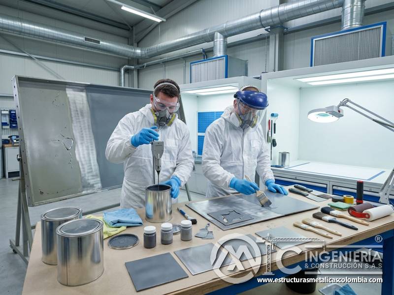 Materiales de alta calidad seleccionados para recubrimientos durables sobre metal en Bogotá, Colombia. Montajes, Ingeniería y Construcción. MIC SAS.