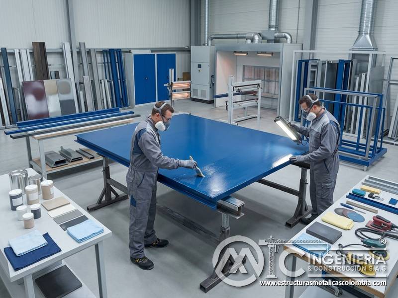 Aplicación de sellador transparente para protección de color industrial en Bogotá, Colombia. Montajes, Ingeniería y Construcción. MIC SAS.