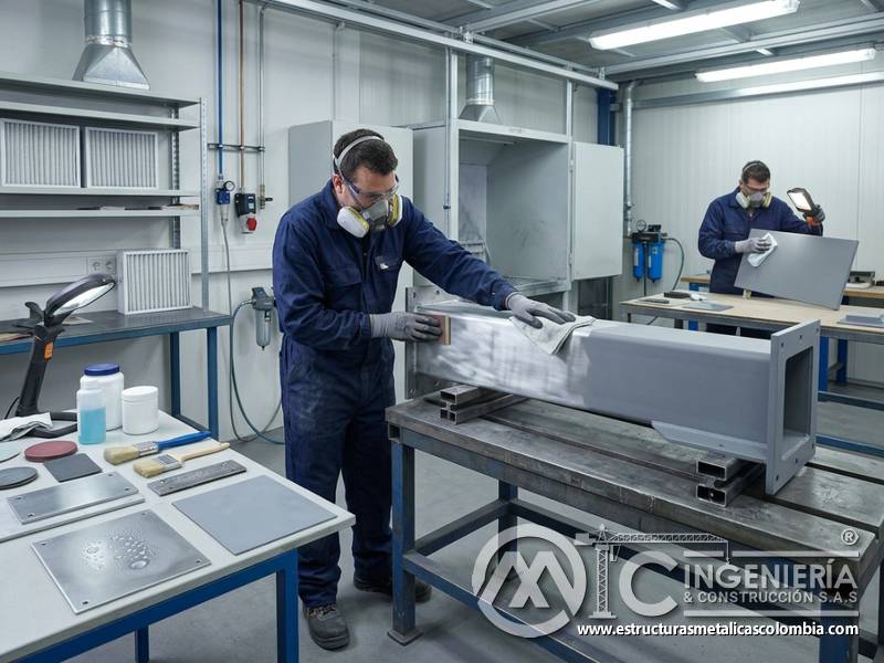 Preparación de superficie para prevenir burbujas en pintura industrial en Bogotá, Colombia. Montajes, Ingeniería y Construcción. MIC SAS.