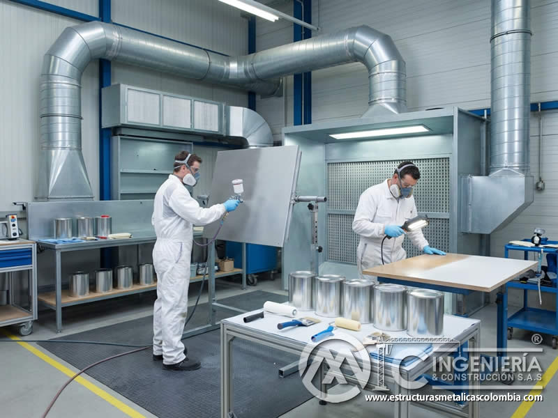 Ventilación y condiciones de secado en pintura acrílica industrial en Bogotá, Colombia. Montajes, Ingeniería y Construcción. MIC SAS.