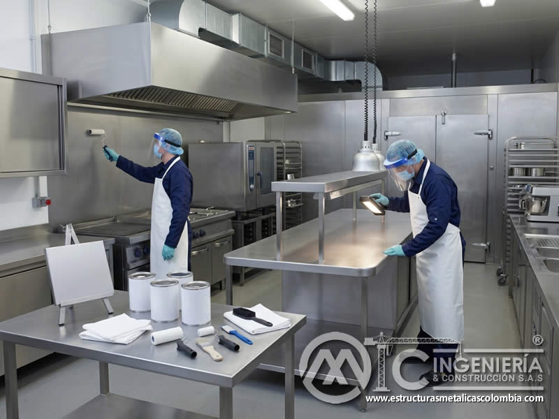 Pintura antimicrobiana para cocinas industriales y restaurantes en Bogotá, Colombia. Montajes, Ingeniería y Construcción. MIC SAS.