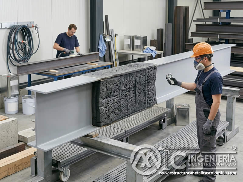 Intumescencia de recubrimientos protectores aplicados sobre acero en Bogotá, Colombia. Montajes, Ingeniería y Construcción. MIC SAS.