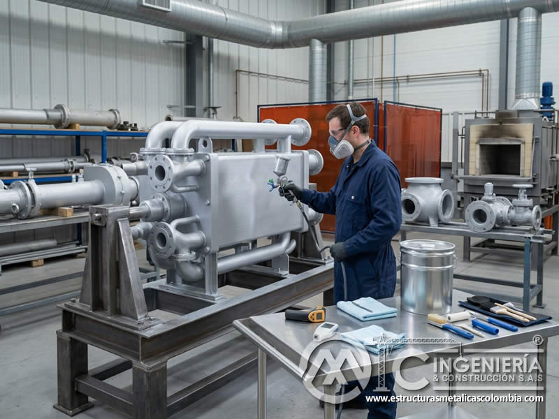Pintura epóxica de alta temperatura para equipos metálicos en Bogotá, Colombia. Montajes, Ingeniería y Construcción. MIC SAS.