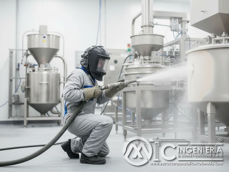 Arenado Grado Alimenticio Tanques Acero Inoxidable Limpieza En Bogota Colombia en Bogotá, Colombia. Montajes, Ingeniería y Construcción. MIC SAS.