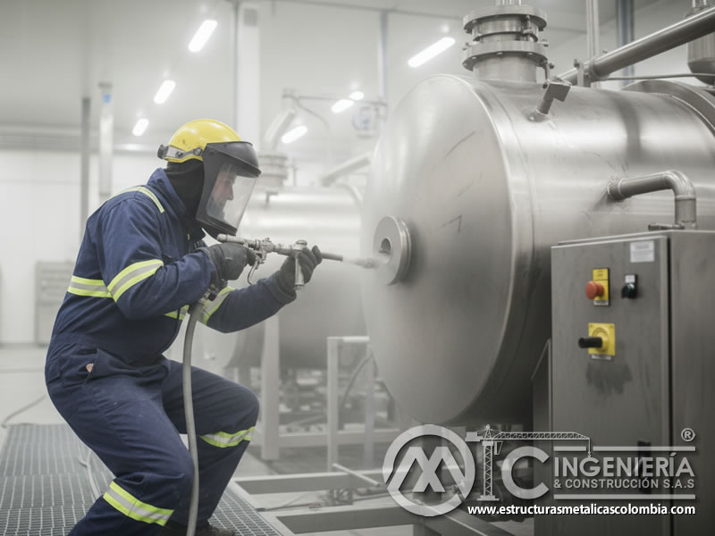 Chorreado Arena Tanques Reaccion Acero Grado Alimenticio En Bogota Colombia en Bogotá, Colombia. Montajes, Ingeniería y Construcción. MIC SAS.