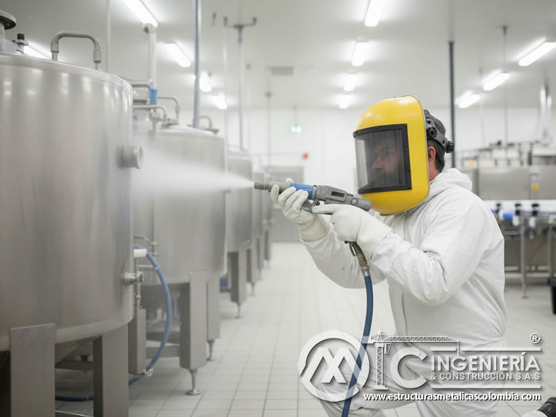 Sandblasting Grado Alimenticio Tanques Leche Acero Inoxidable En Bogota Colombia en Bogotá, Colombia. Montajes, Ingeniería y Construcción. MIC SAS.