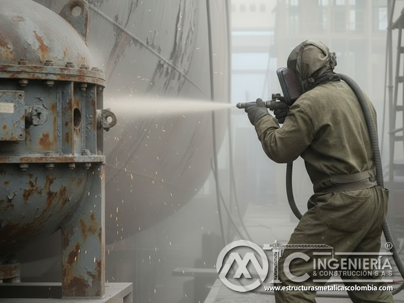 Chorreado De Arena Panel Azul Corrosion Industrial Remocion En Bogota Colombia en Bogotá, Colombia. Montajes, Ingeniería y Construcción. MIC SAS.