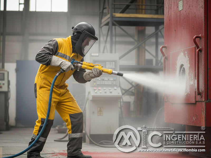 Chorreado De Arena Puerta Industrial Rojo Corrosion Eliminacion En Bogota Colombia en Bogotá, Colombia. Montajes, Ingeniería y Construcción. MIC SAS.