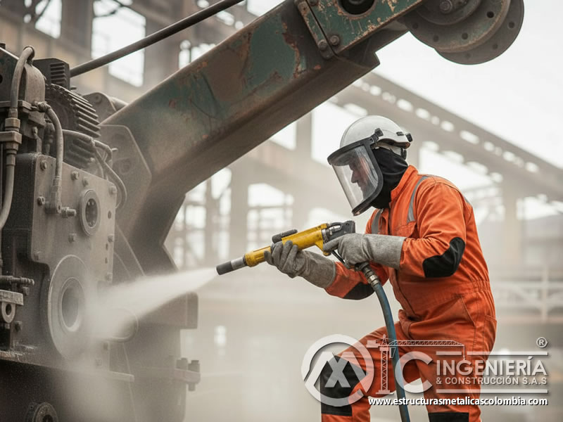 Chorro De Arena Viga Estructural Corrosion Maquinaria Pesada En Bogota Colombia en Bogotá, Colombia. Montajes, Ingeniería y Construcción. MIC SAS.