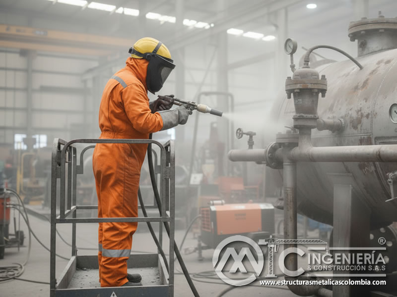 Samblasteado Tanque Esfera Oxidado Mantenimiento Preventivo En Bogota Colombia en Bogotá, Colombia. Montajes, Ingeniería y Construcción. MIC SAS.
