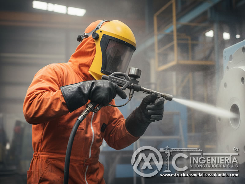 Sandblasting Operario Equipo Proteccion Limpieza Profesional En Bogota Colombia en Bogotá, Colombia. Montajes, Ingeniería y Construcción. MIC SAS.