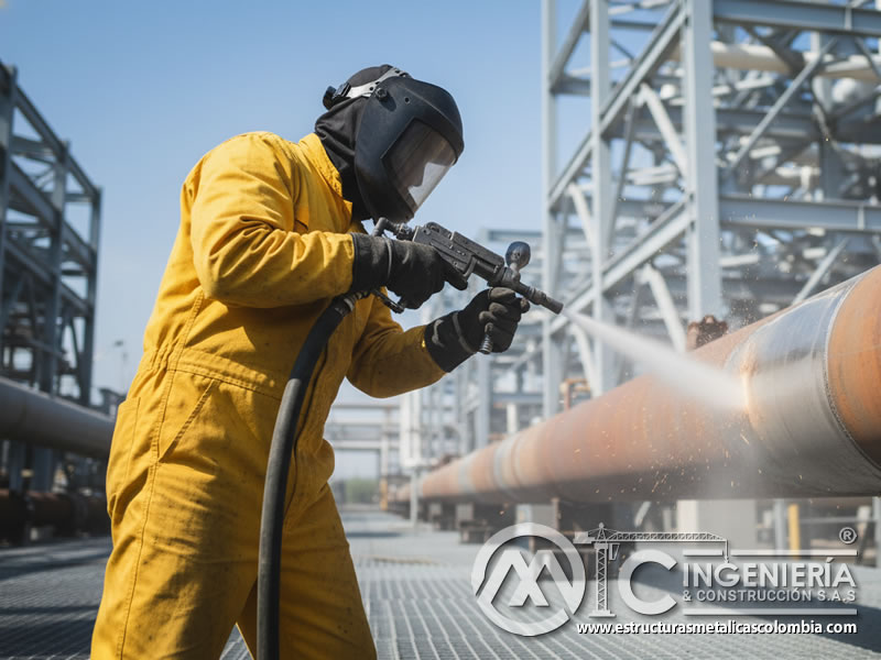 Arenado Ducto Crudo Corrosionado Preparacion Recubrimiento En Bogota Colombia en Bogotá, Colombia. Montajes, Ingeniería y Construcción. MIC SAS.