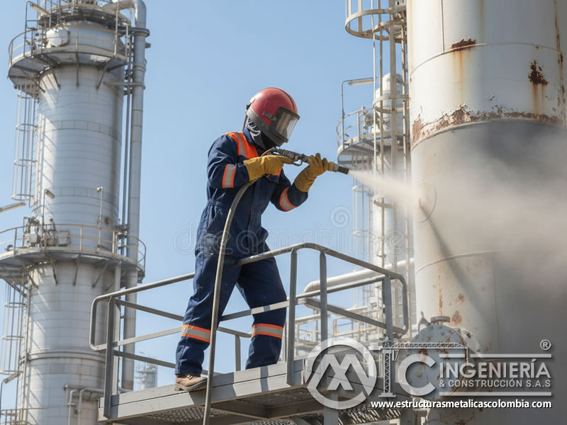 Arenado Tanque Almacenamiento Crudo Corrosion Offshore En Bogota Colombia en Bogotá, Colombia. Montajes, Ingeniería y Construcción. MIC SAS.