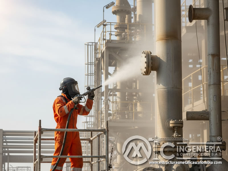 Chorro Abrasivo Brida Tuberias Mantenimiento Correctivo En Bogota Colombia en Bogotá, Colombia. Montajes, Ingeniería y Construcción. MIC SAS.