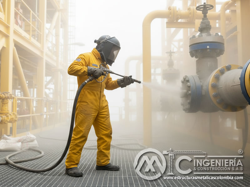 Chorro De Arena Bridas Conexion Valvula Cabezal Pozo En Bogota Colombia en Bogotá, Colombia. Montajes, Ingeniería y Construcción. MIC SAS.