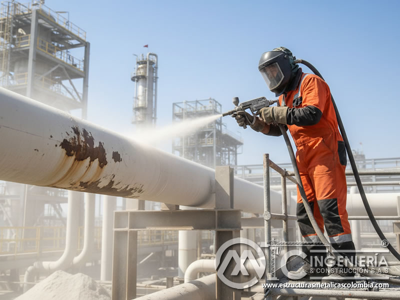 Limpieza Industrial Linea Flujo Petroleo Preparacion Pintura En Bogota Colombia en Bogotá, Colombia. Montajes, Ingeniería y Construcción. MIC SAS.