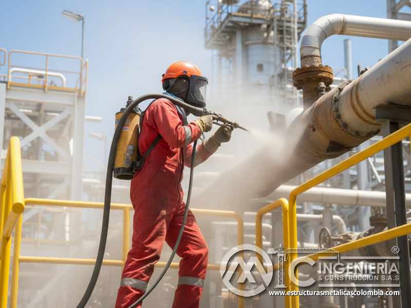 Sandblasting Bridas Tuberias Valvulas Conexiones Petroleo En Bogota Colombia en Bogotá, Colombia. Montajes, Ingeniería y Construcción. MIC SAS.