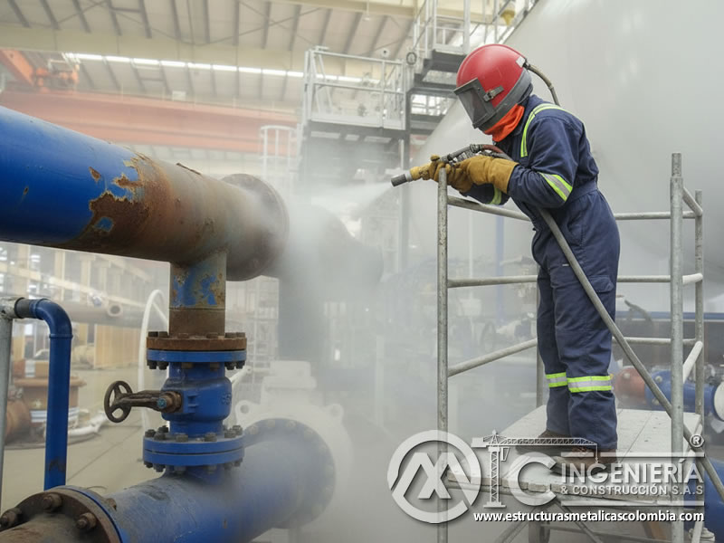 Sandblasting Tuberias Oleoducto Conexiones Refineria En Bogota Colombia en Bogotá, Colombia. Montajes, Ingeniería y Construcción. MIC SAS.
