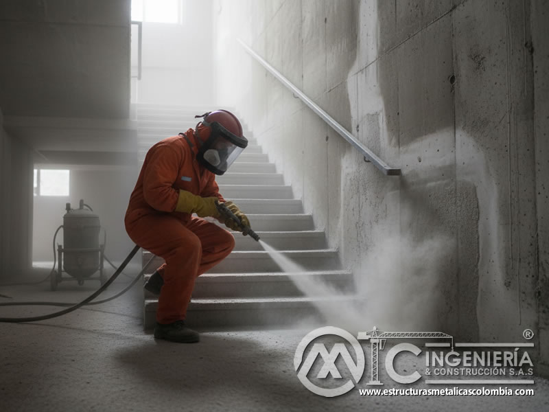 Chorro De Arena Escalera Concreto Interior Sotano En Bogota Colombia en Bogotá, Colombia. Montajes, Ingeniería y Construcción. MIC SAS. Chorro De Arena Escalera Concreto Interior Sotano En Bogota Colombia en Bogotá, Colombia. Montajes, Ingeniería y Construcción. MIC SAS.