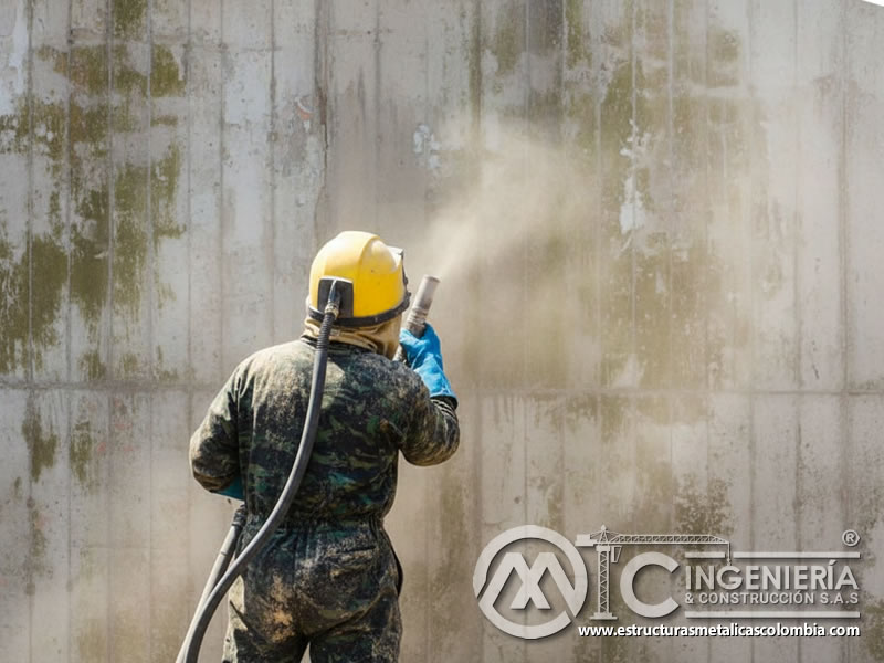 Chorro Arena Muro Concreto Preparacion Superficies En Bogota Colombia en Bogotá, Colombia. Montajes, Ingeniería y Construcción. MIC SAS.