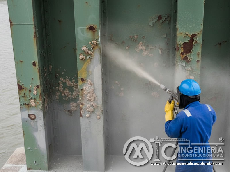 Remocion Oxido Vigas Acero Puente Chorro Abrasivo En Bogota Colombia en Bogotá, Colombia. Montajes, Ingeniería y Construcción. MIC SAS.