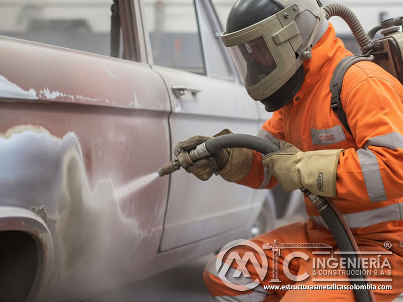 Limpieza Abrasiva Panel Vehicular Epoxica Anticorrosiva En Bogota Colombia en Bogotá, Colombia. Montajes, Ingeniería y Construcción. MIC SAS.