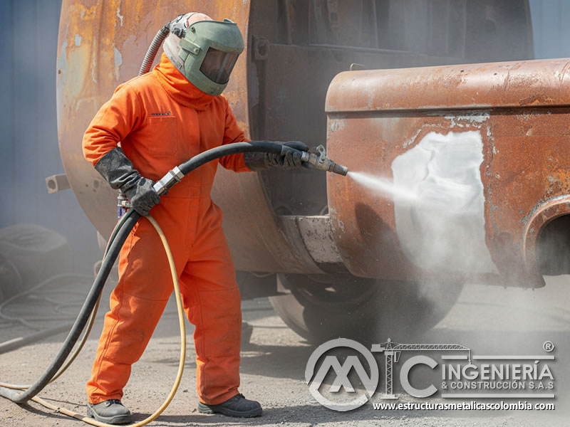 Preparacion Metal Corrosion Sandblasting Norma Sspc Sp10 Coating En Bogota Colombia en Bogotá, Colombia. Montajes, Ingeniería y Construcción. MIC SAS.