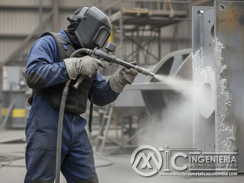 Surface Preparation Panel Metal Sandblasting Norma Internacional En Bogota Colombia en Bogotá, Colombia. Montajes, Ingeniería y Construcción. MIC SAS.