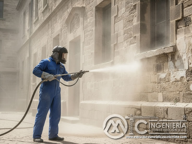 Chorro Abrasivo Fachada Piedra Caliza Blanca Restauracion En Bogota Colombia en Bogotá, Colombia. Montajes, Ingeniería y Construcción. MIC SAS.