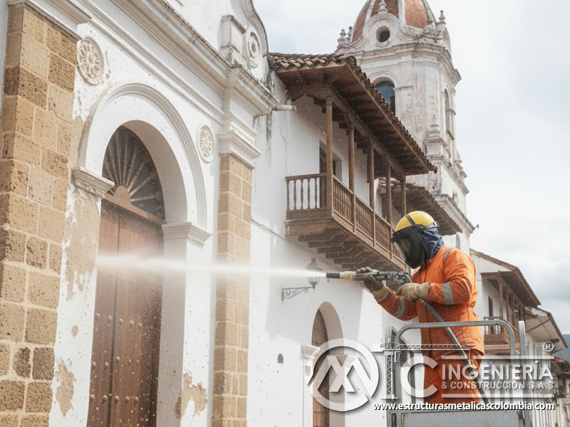 Limpieza Abrasiva Iglesia Colonial Patrimonio Edificio Historico En Bogota Colombia en Bogotá, Colombia. Montajes, Ingeniería y Construcción. MIC SAS.