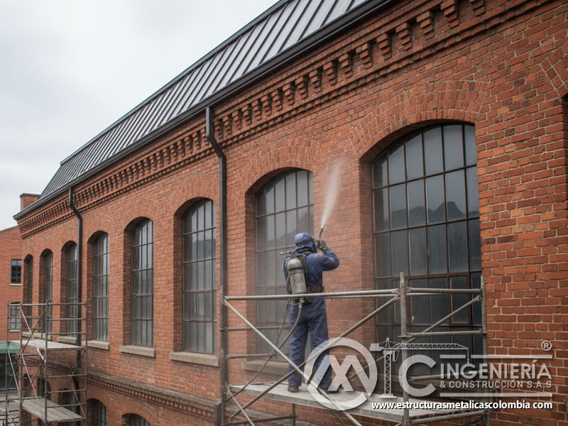 Limpieza Industrial Fachada Ladrillo Rojo Restauracion En Bogota Colombia en Bogotá, Colombia. Montajes, Ingeniería y Construcción. MIC SAS.