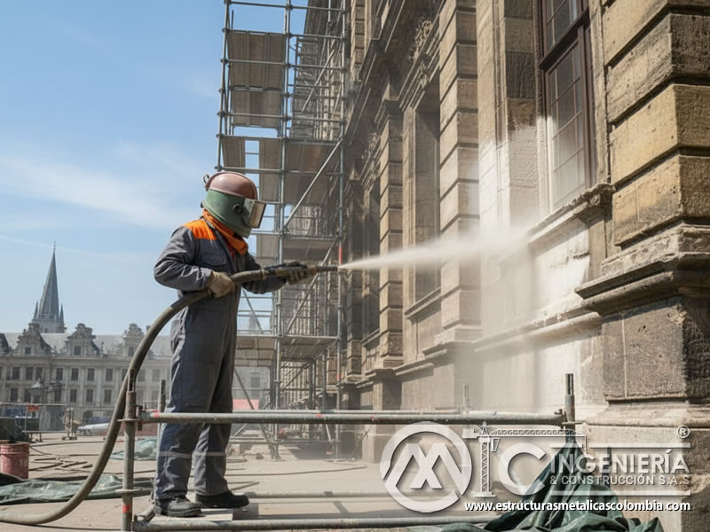 Sandblasting Fachada Grande Patrimonio Arquitectonico En Bogota Colombia en Bogotá, Colombia. Montajes, Ingeniería y Construcción. MIC SAS.