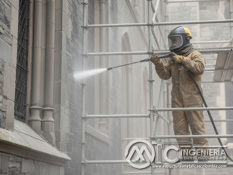 Sandblasting Piedra Columnas Preservacion Arquitectonica En Bogota Colombia en Bogotá, Colombia. Montajes, Ingeniería y Construcción. MIC SAS.