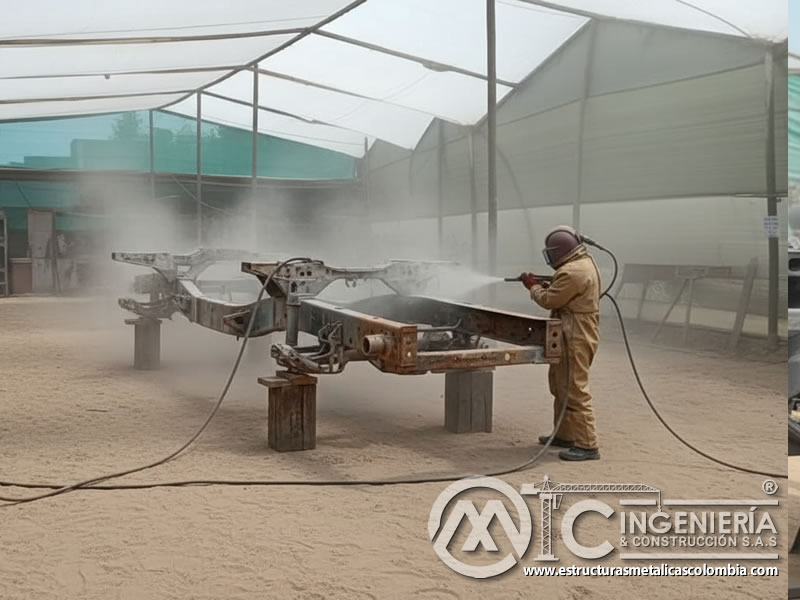 Arenado Chasis Carro Preparacion Pintura Anticorrosivo En Bogota Colombia en Bogotá, Colombia. Montajes, Ingeniería y Construcción. MIC SAS.