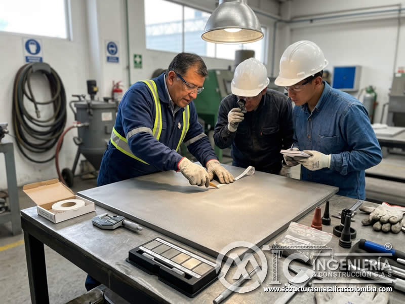 Técnica avanzada de perfil de anclaje en sandblasting en Bogotá, Colombia. Montajes, Ingeniería y Construcción. MIC SAS.