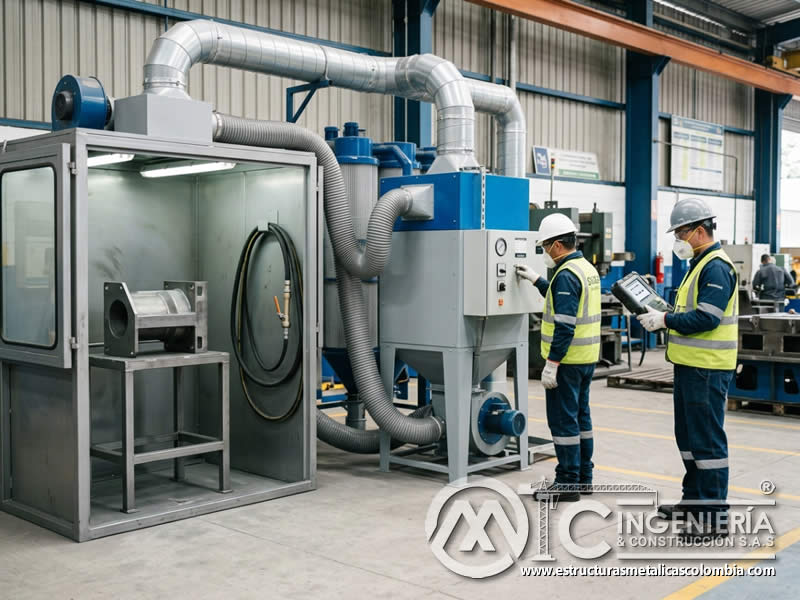 Tecnología de control de polvo en sandblasting en Bogotá, Colombia. Montajes, Ingeniería y Construcción. MIC SAS.