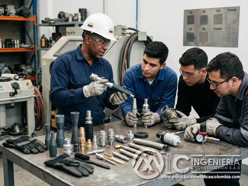 Capacitación en boquillas y accesorios de sandblasting en Bogotá, Colombia. Montajes, Ingeniería y Construcción. MIC SAS.
