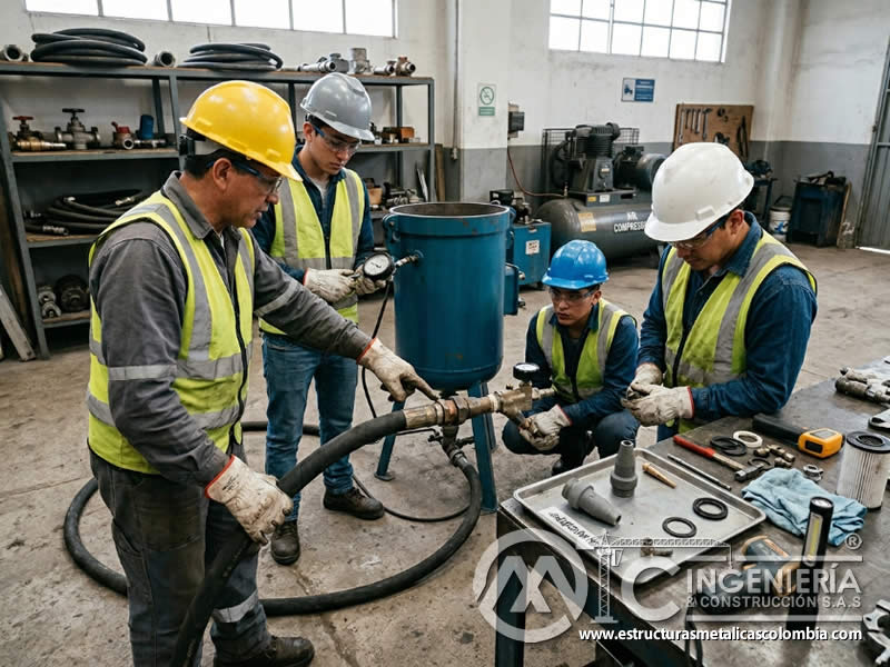Diagnóstico de fallas del equipo de sandblasting en Bogotá, Colombia. Montajes, Ingeniería y Construcción. MIC SAS.