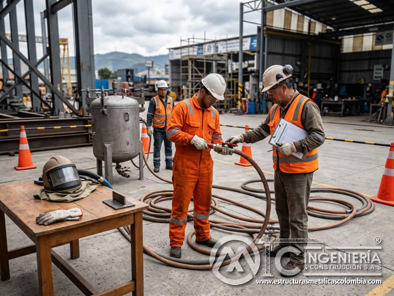 Checklist preoperacional de riesgos en sandblasting en Bogotá, Colombia. Montajes, Ingeniería y Construcción. MIC SAS.