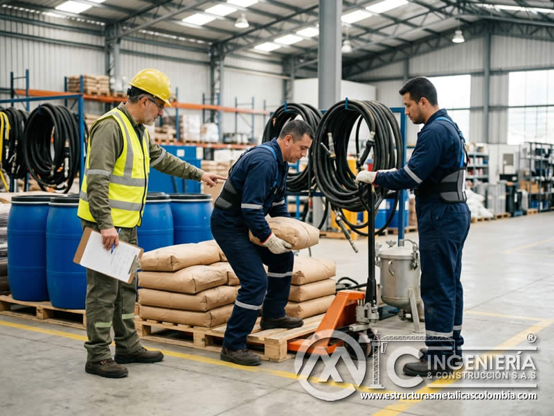Ergonomía y manejo de abrasivos en sandblasting en Bogotá, Colombia. Montajes, Ingeniería y Construcción. MIC SAS.