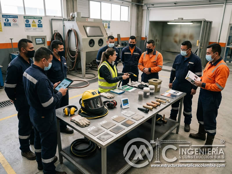 Formación continua en riesgos de sandblasting en Bogotá, Colombia. Montajes, Ingeniería y Construcción. MIC SAS.