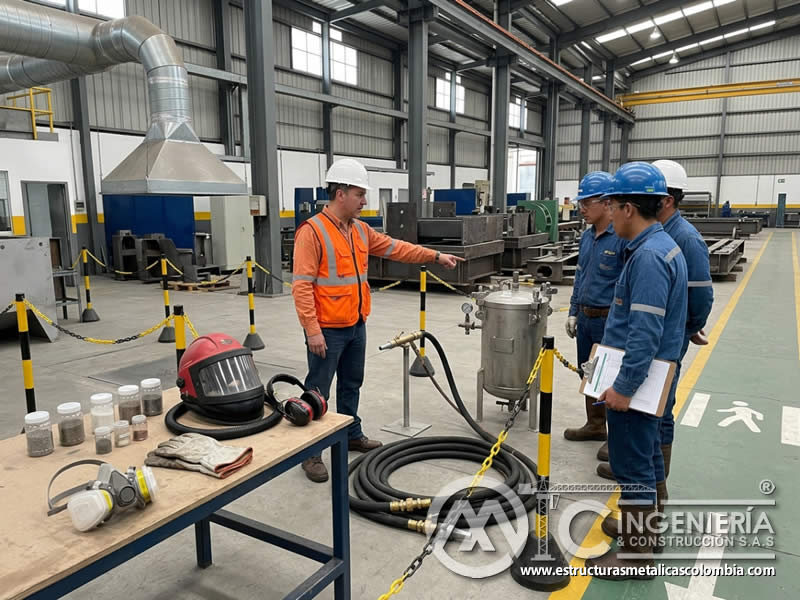 Identificación de peligros de sandblasting por operarios en Bogotá, Colombia. Montajes, Ingeniería y Construcción. MIC SAS.
